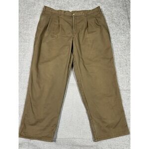 Vintage LL Bean Pants Mens 40x28 Khaki Flannel Lined Pleated Made In USA Outdoor